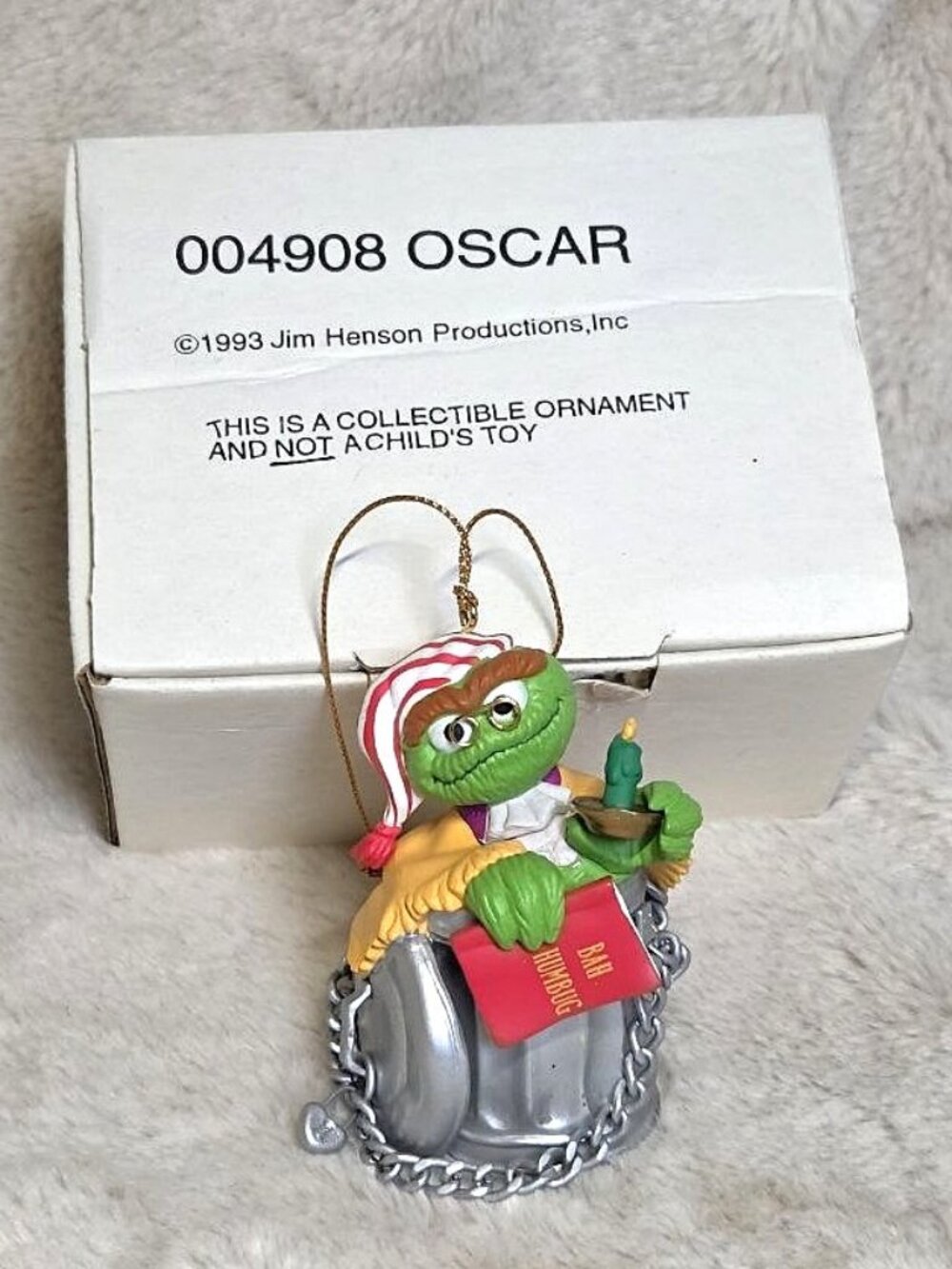 1993 Jim Henson Grolier Christmas Ornament OSCAR the Grouch Sesame Street #G
